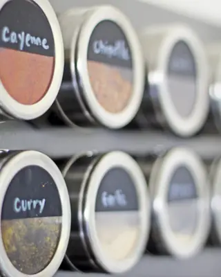 Jars of spices on a shelf